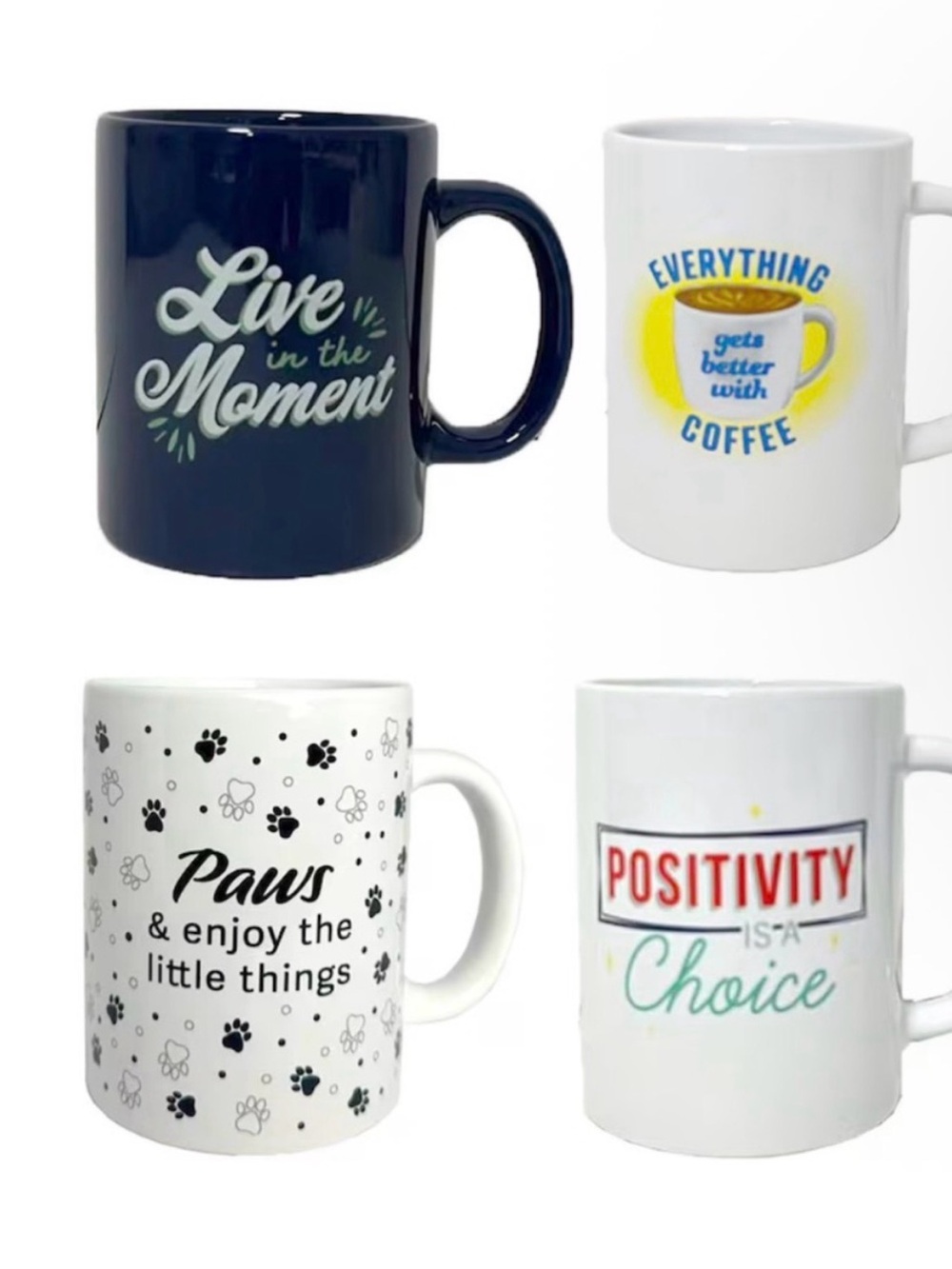 Inspirational Ceramic Coffee Mug - Navy & White